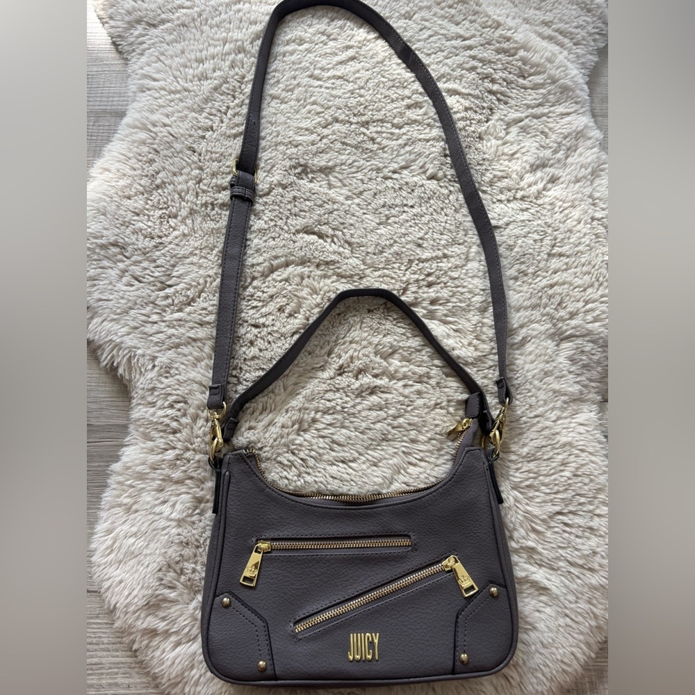 Juicy Couture Charcoal Handbag with Crown Pattern Interior